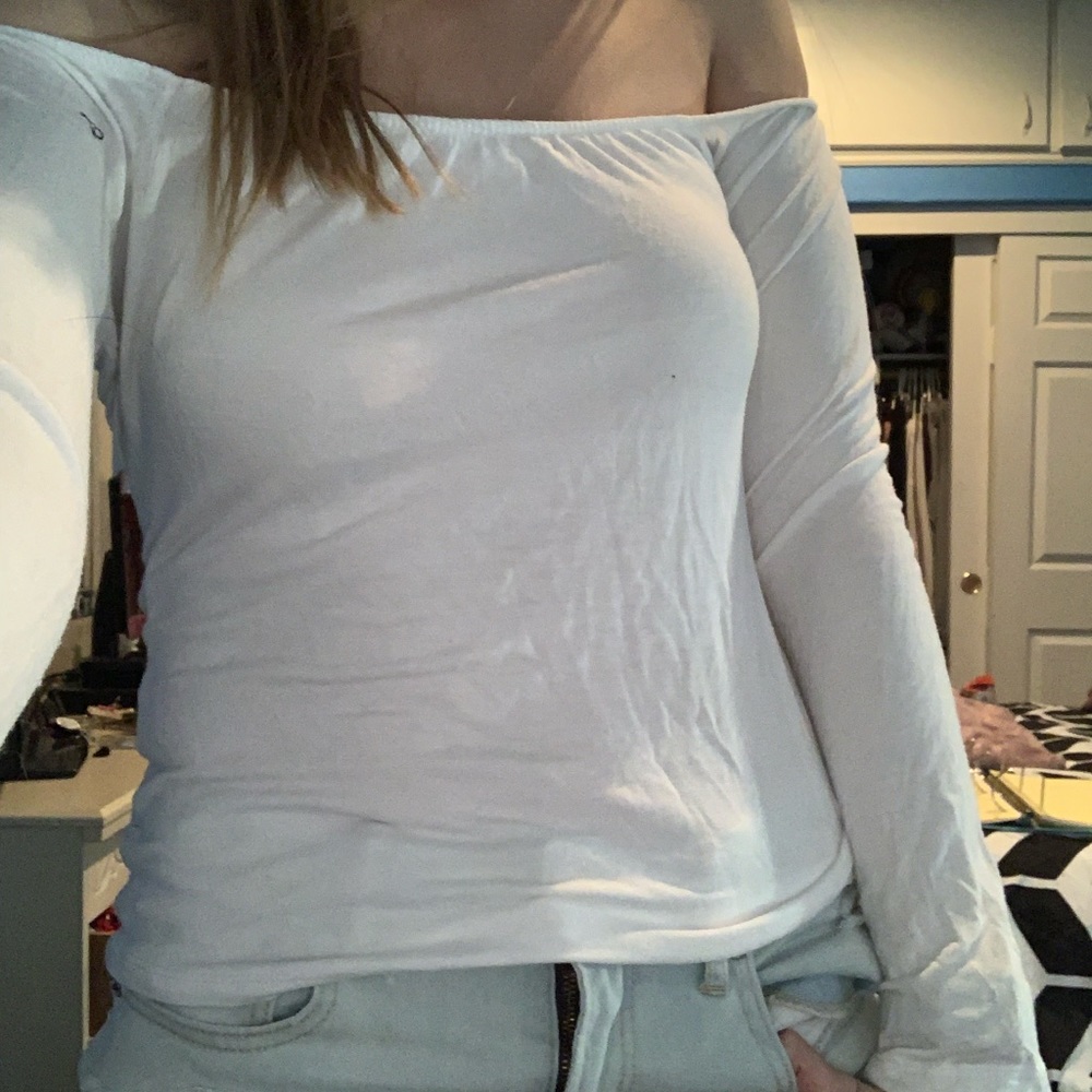 White full tilt off the shoulder long sleeve